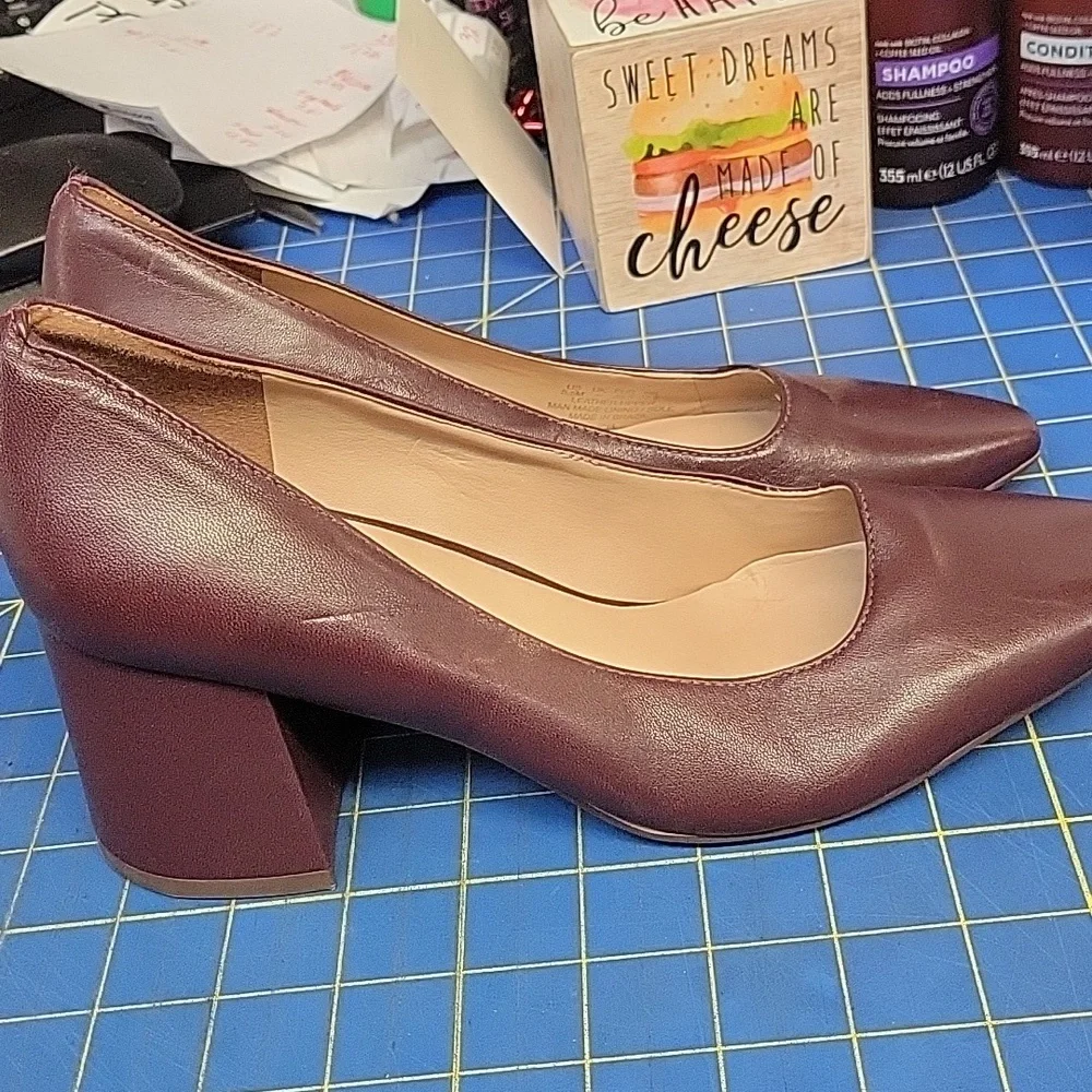 Naturalizer 27 Licia Pointed Toe Pumps Size 7.5M Leather New Burgandy/Wine - Picture 2 of 12